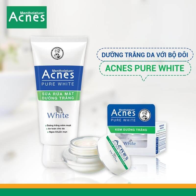 bộ đôi acnes pure white dưỡng trắng cho da nhạy cảm