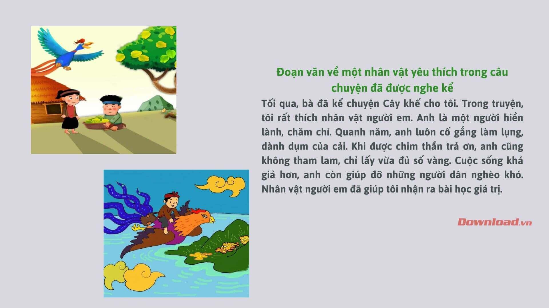 Viết đoạn văn về một nhân vật yêu thích trong câu chuyện em đã được nghe kể