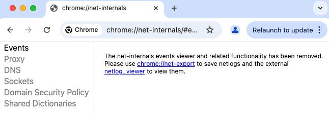 Homepage of the net internals tool