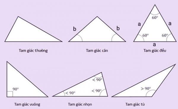 Các loại hình tam giác phổ biến. (Ảnh: Sưu tầm internet)