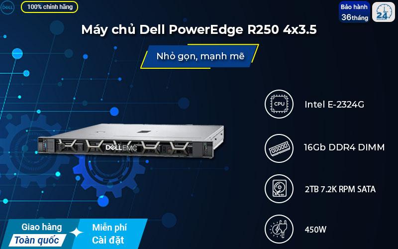 Thiết bị máy chủ Dell PowerEdge R250 4x3.5"