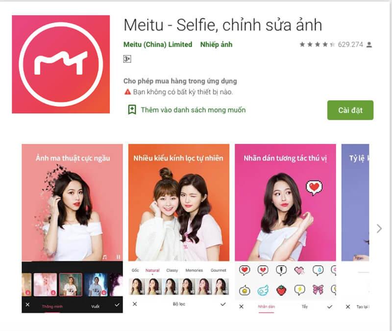 Meitu là ứng dụng ghép mặt được sử dụng phổ biến