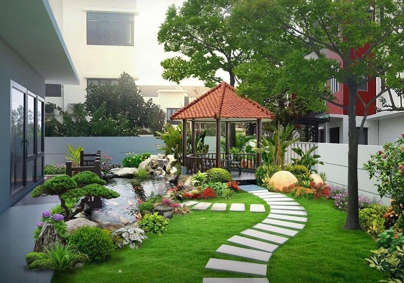 thiết kế sân vườn nhà quê