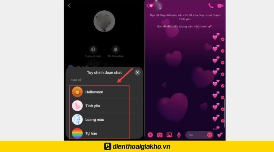 Cách đổi messenger hình ảnh tin nhắn tình yêu trên IOS