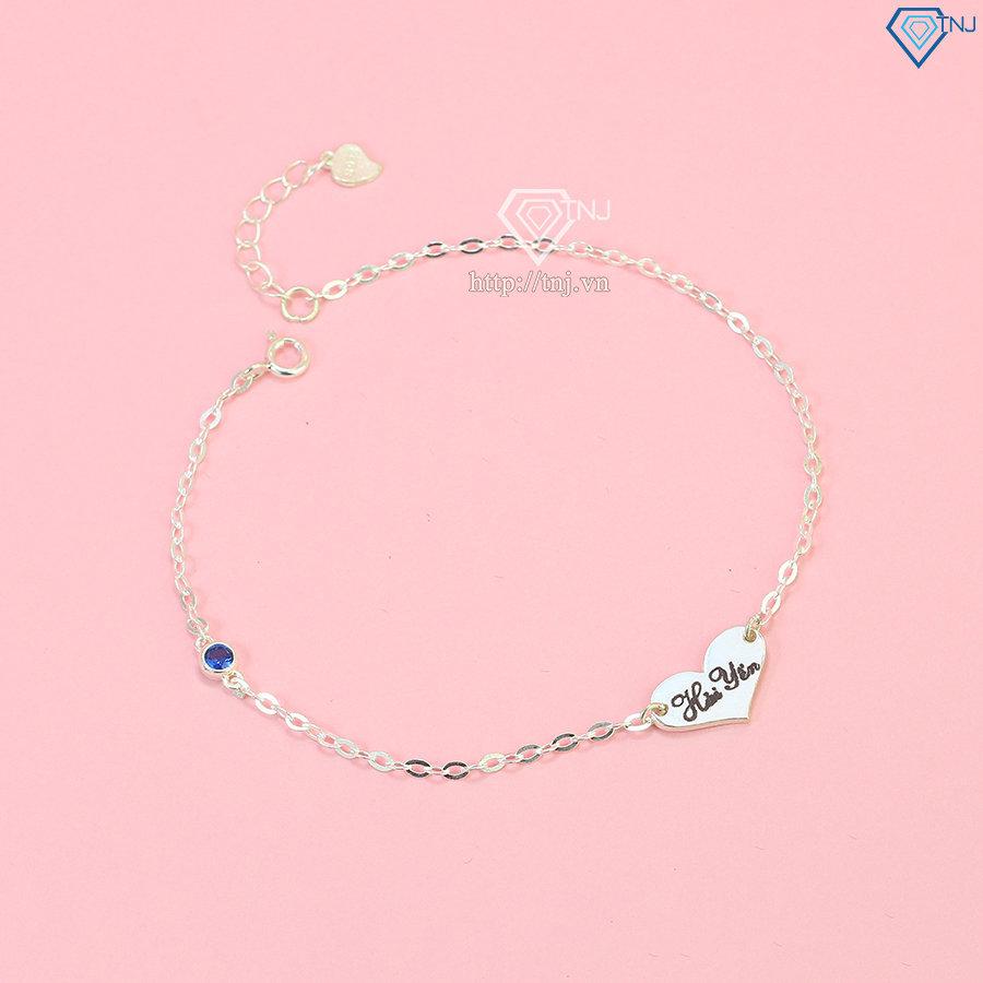 Lắc chân bạc nữ hình trái tim khắc tên theo yêu cầu LCN0123