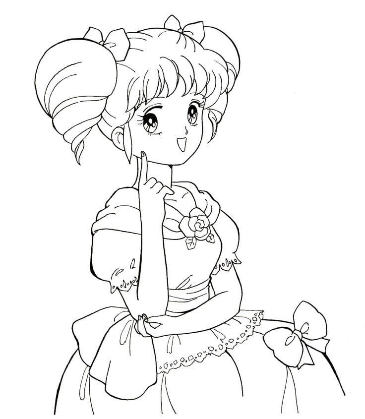 Tranh tô màu công chúa anime đẹp