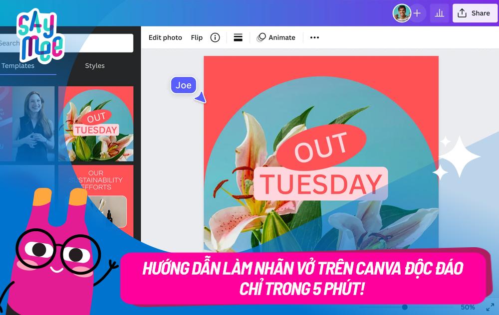 Hướng dẫn làm nhãn vở trên Canva