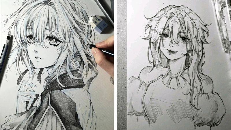 Phác thảo hình dáng cơ bản cho đôi mắt anime nữ lạnh lùng đầy cuốn hút và sắc sảo