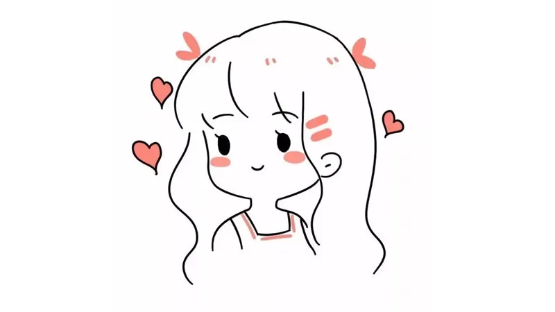 Hình vẽ cô gái cute mắt to tròn và nụ cười tươi tắn