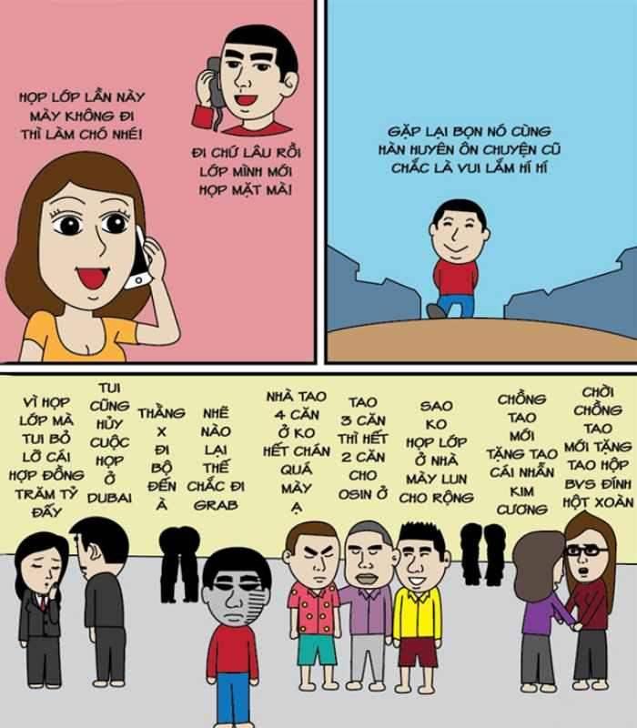 Hình ảnh họp lớp hài hước sau nhiều năm ra trường