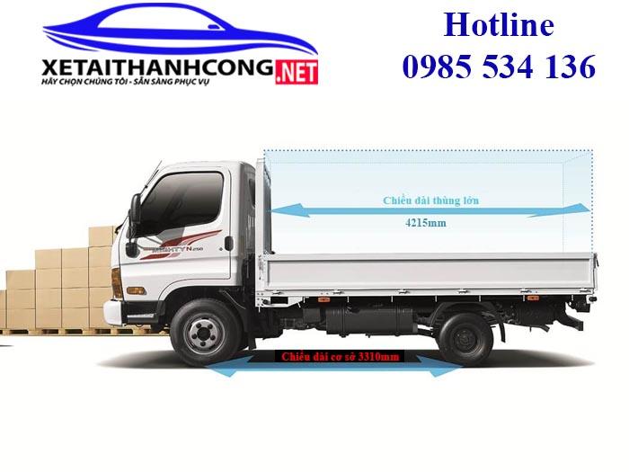 Kích thước lòng thùng Hyundai N250SL